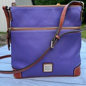 Dooney & Bourke Purple and Brown Pebbled Leather Crossbody